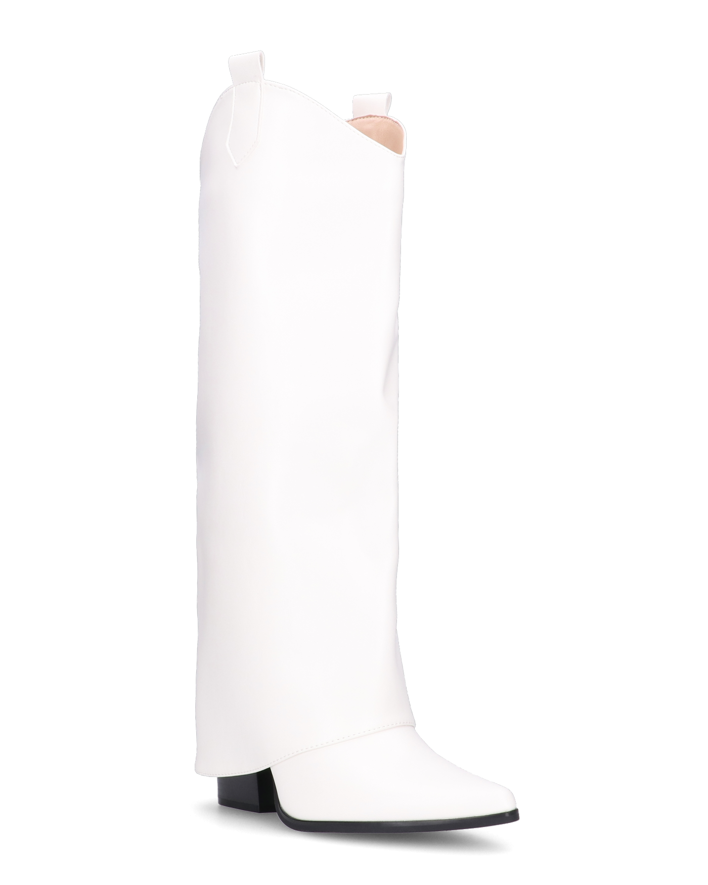 KEZIA - stivale alto bianco con risvolto