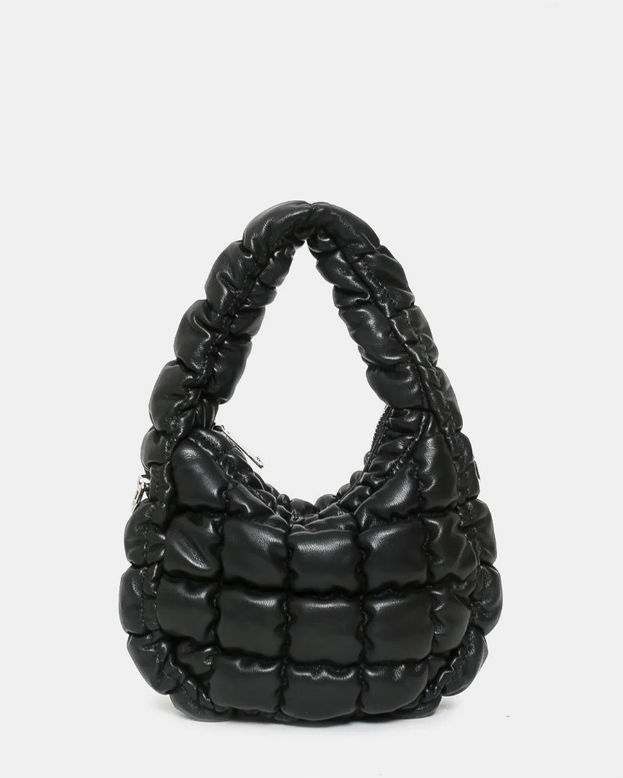 KINLEY - borsa nera trapuntata imbottita con catenina per tracolla aggiuntiva