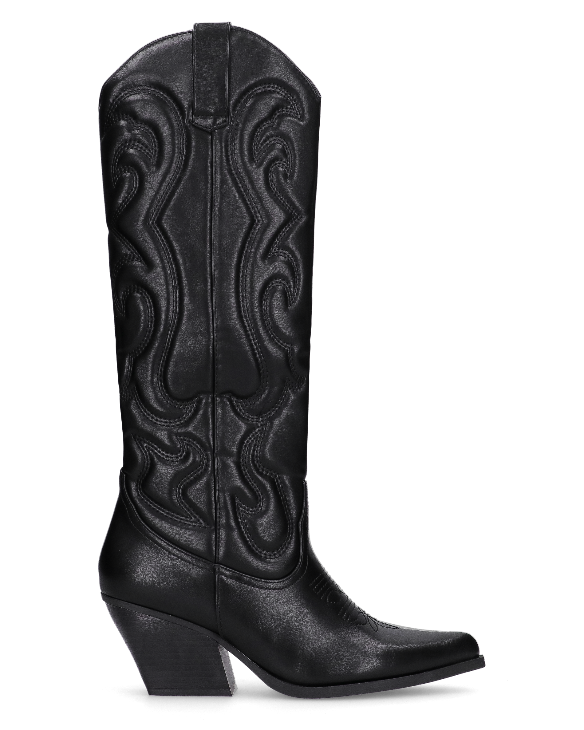 KITTY - stivali texani alti neri con decorazioni in rilievo