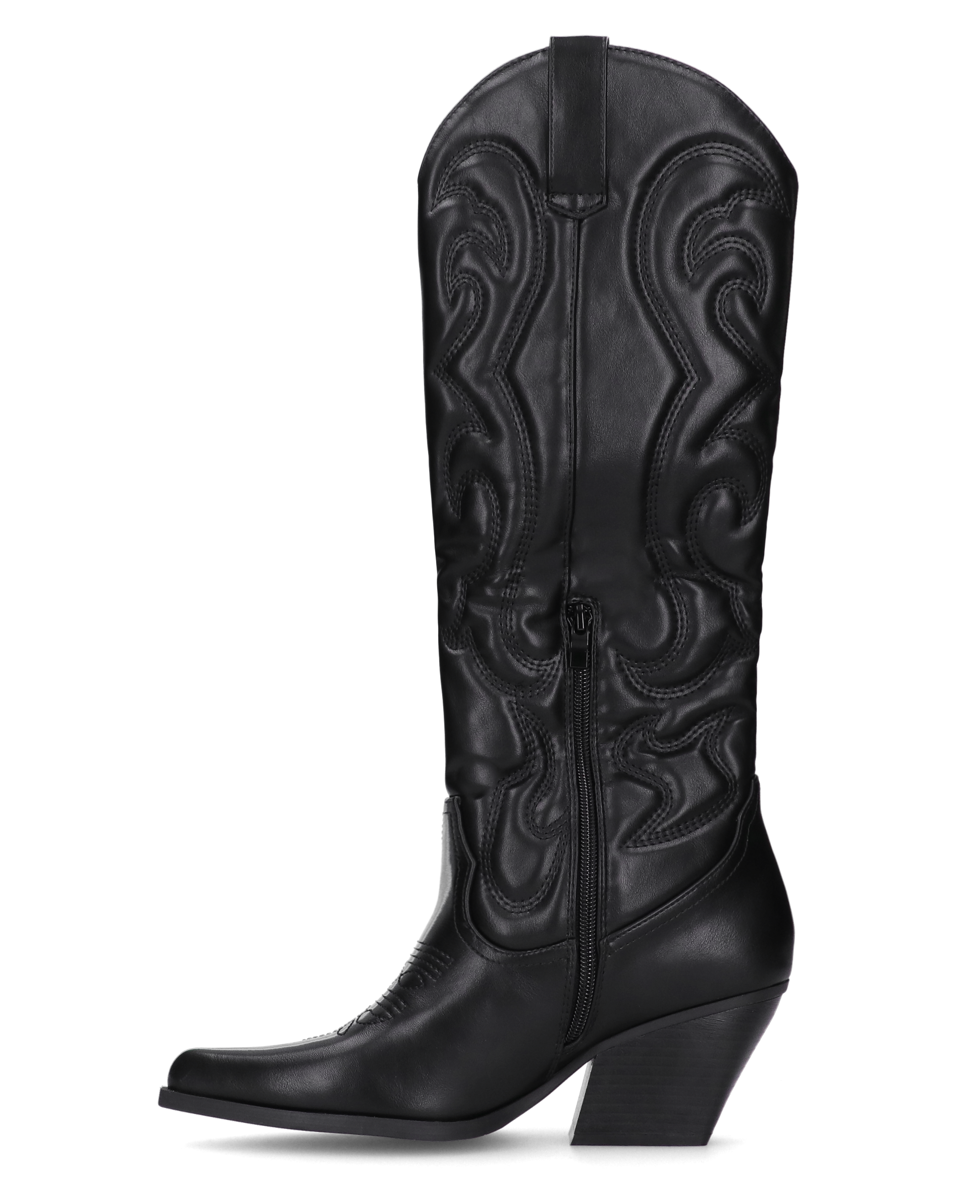 KITTY - stivali texani alti neri con decorazioni in rilievo