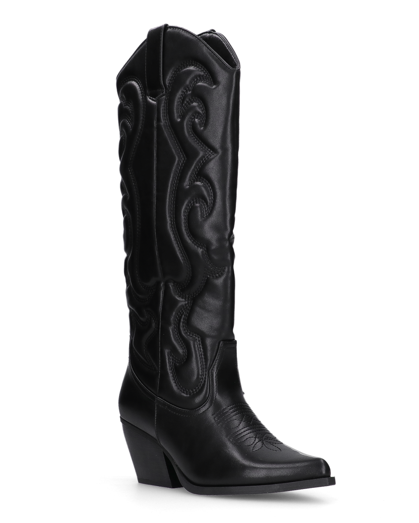 KITTY - stivali texani alti neri con decorazioni in rilievo
