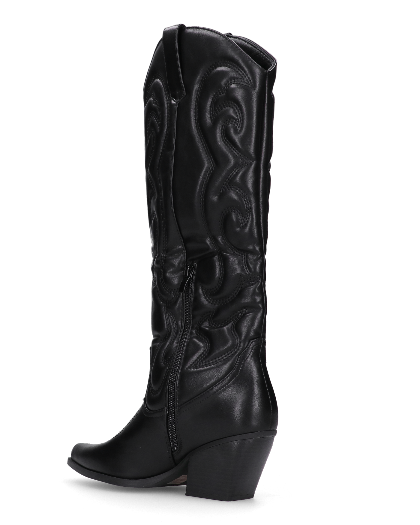 KITTY - stivali texani alti neri con decorazioni in rilievo