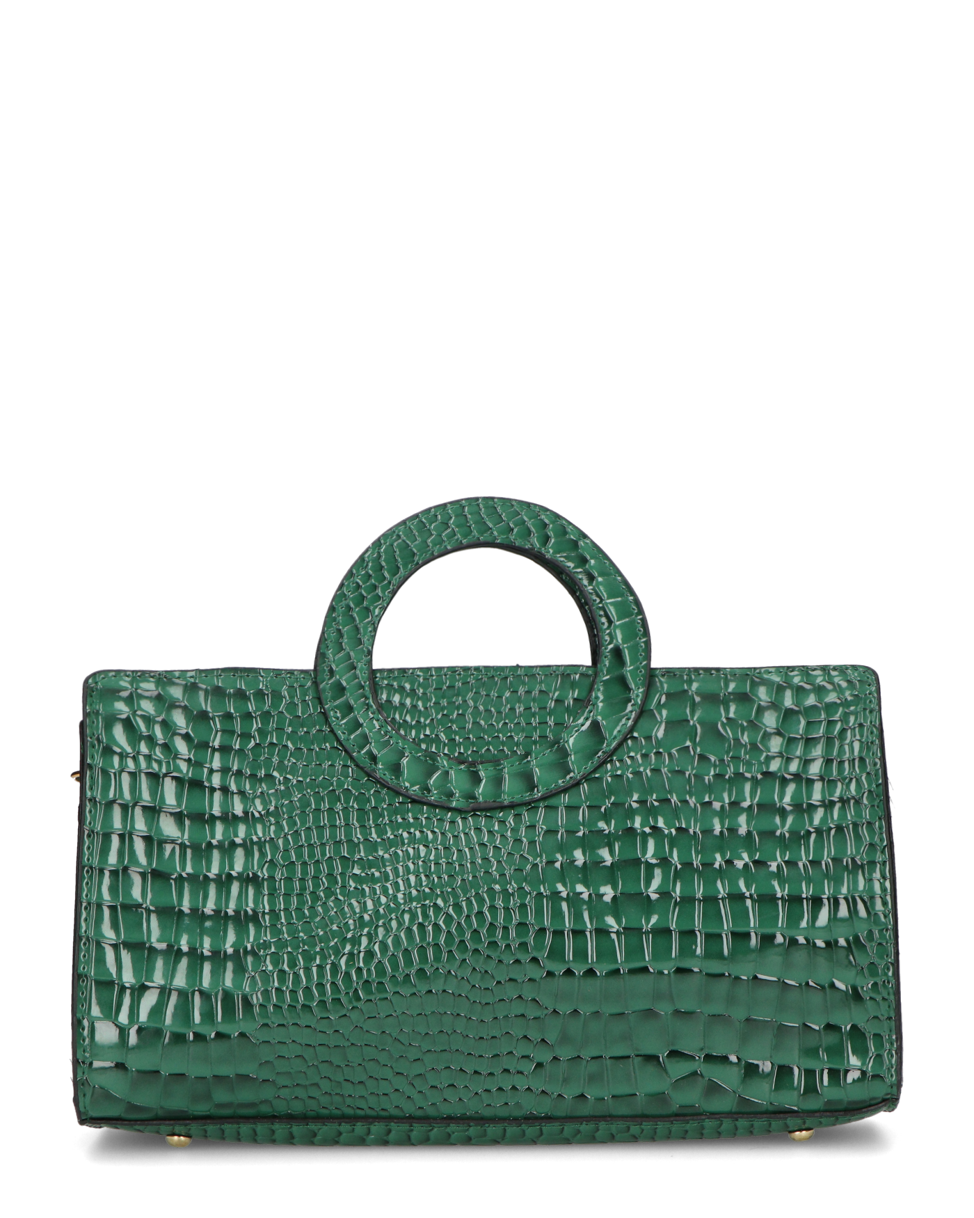 KLAUDIA - borsa a mano in trama coccodrillo verde con tracolla inclusa