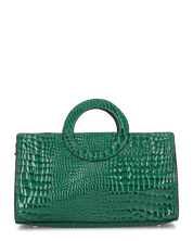 KLAUDIA - borsa a mano in trama coccodrillo verde con tracolla inclusa