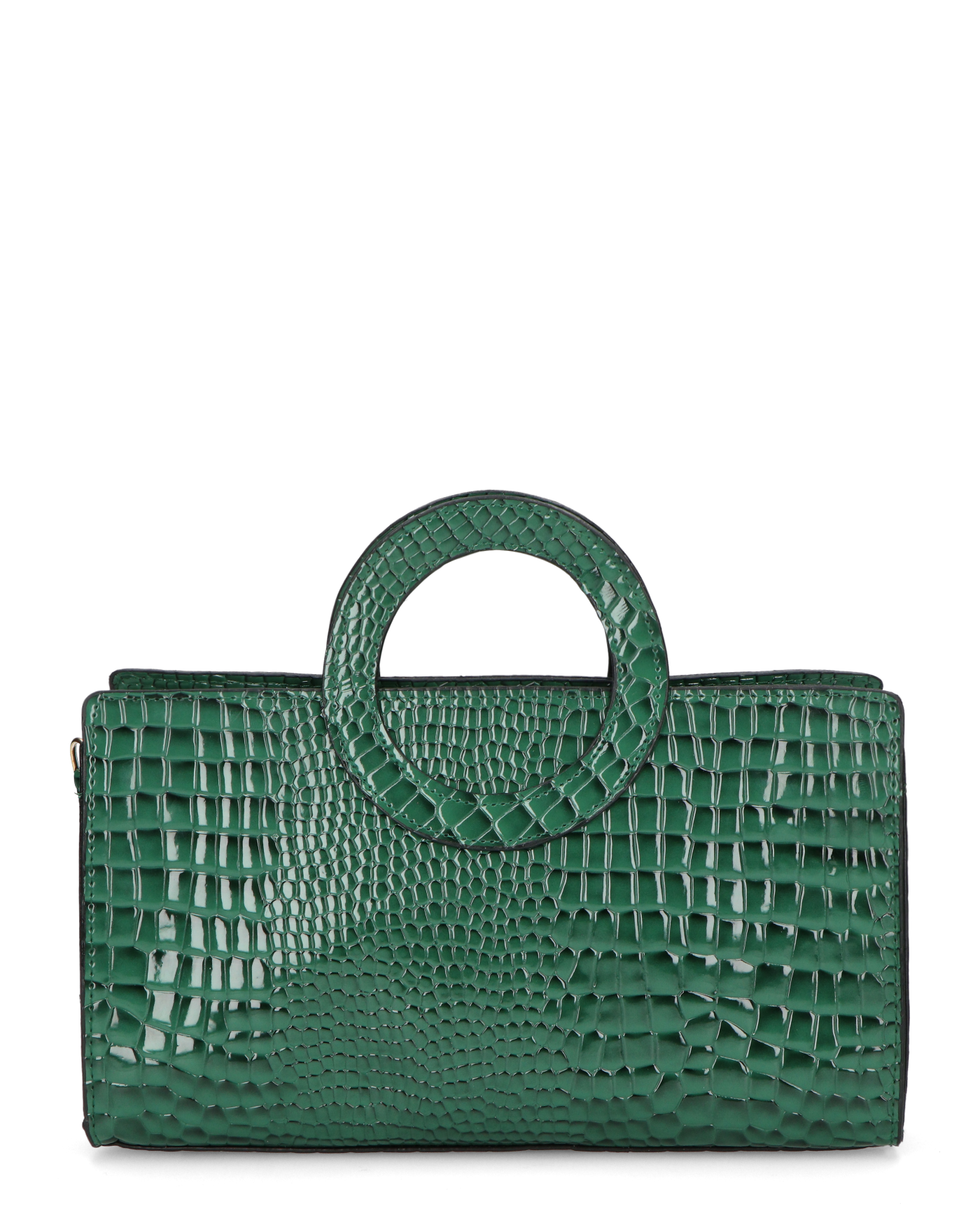 KLAUDIA - borsa a mano in trama coccodrillo verde con tracolla inclusa