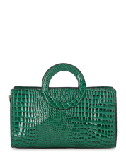 KLAUDIA - borsa a mano in trama coccodrillo verde con tracolla inclusa