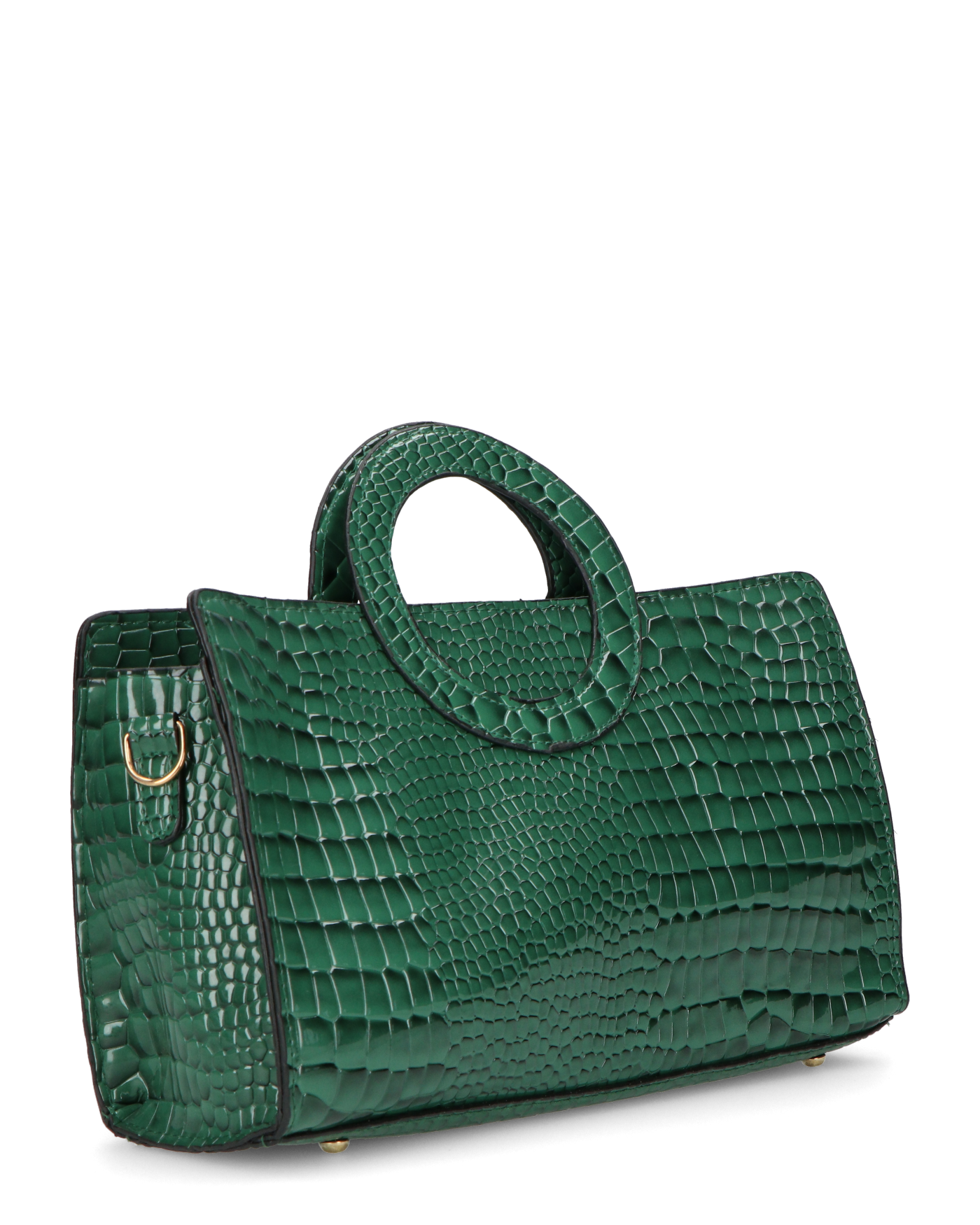 KLAUDIA - borsa a mano in trama coccodrillo verde con tracolla inclusa