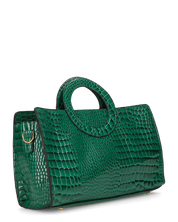 KLAUDIA - borsa a mano in trama coccodrillo verde con tracolla inclusa