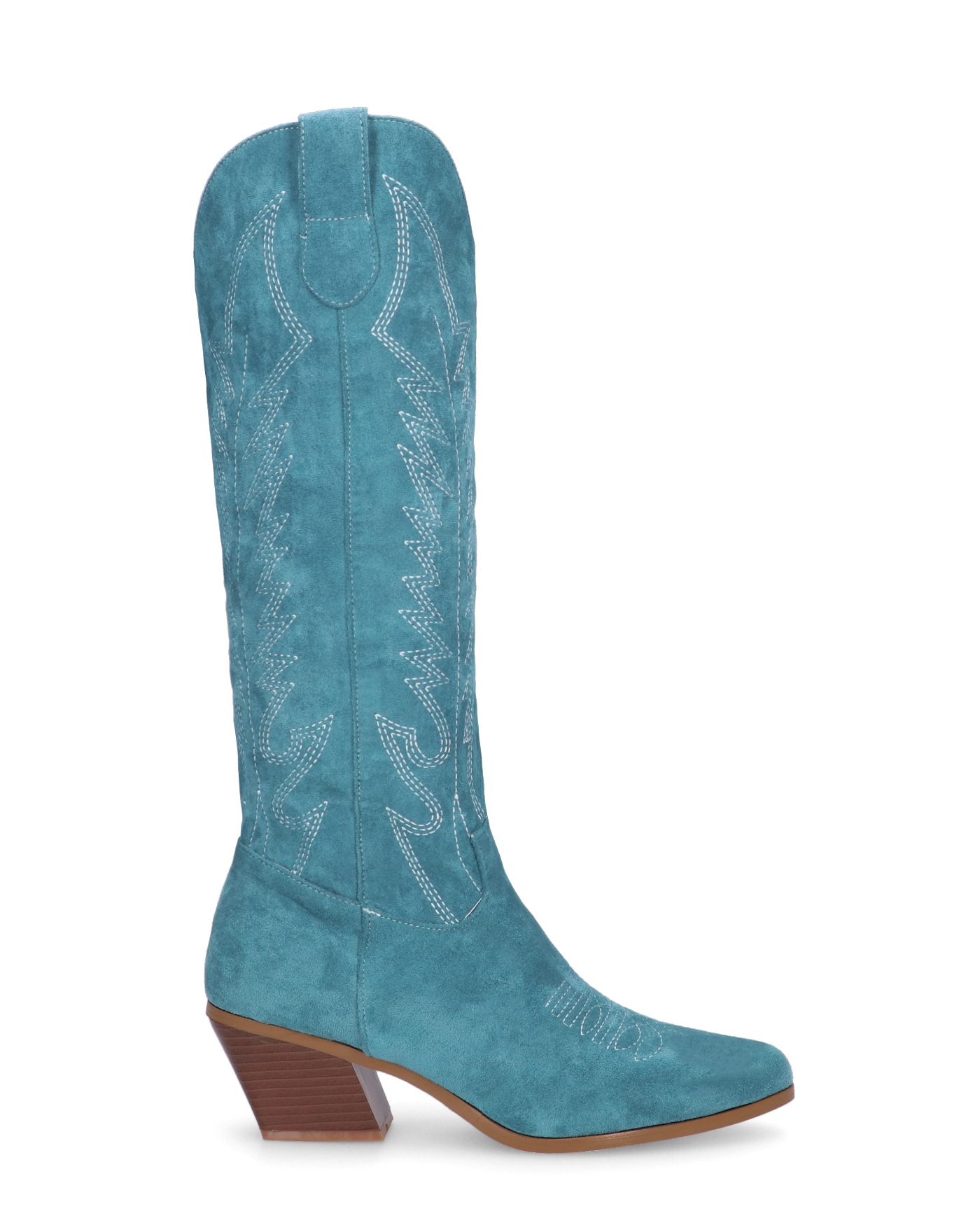 LEA - camperos in camoscio blu con ricami bianchi