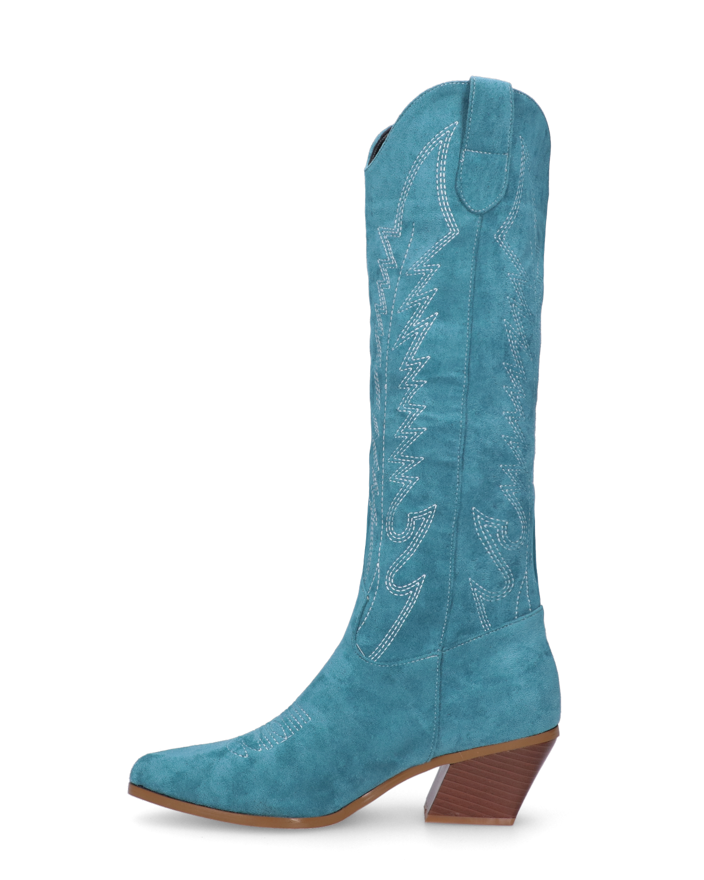 LEA - camperos in camoscio blu con ricami bianchi