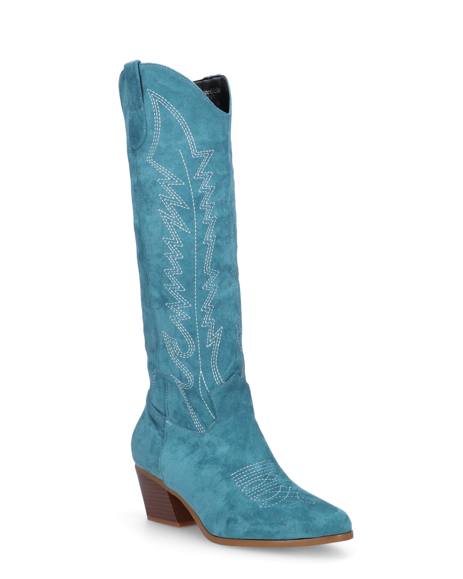 LEA - camperos in camoscio blu con ricami bianchi