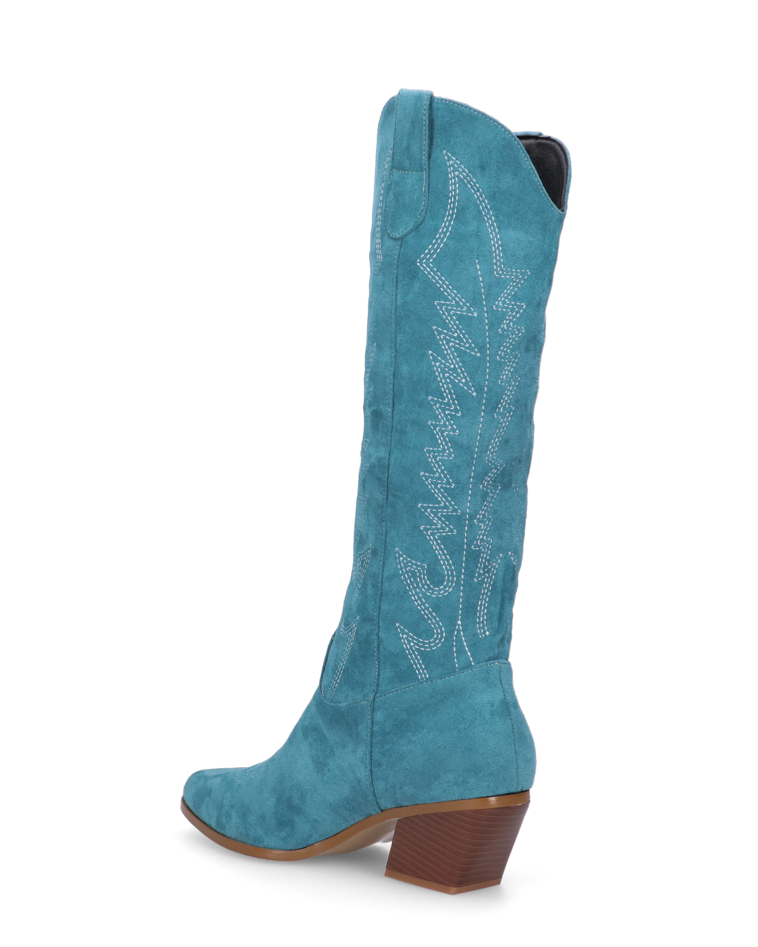 LEA - camperos in camoscio blu con ricami bianchi