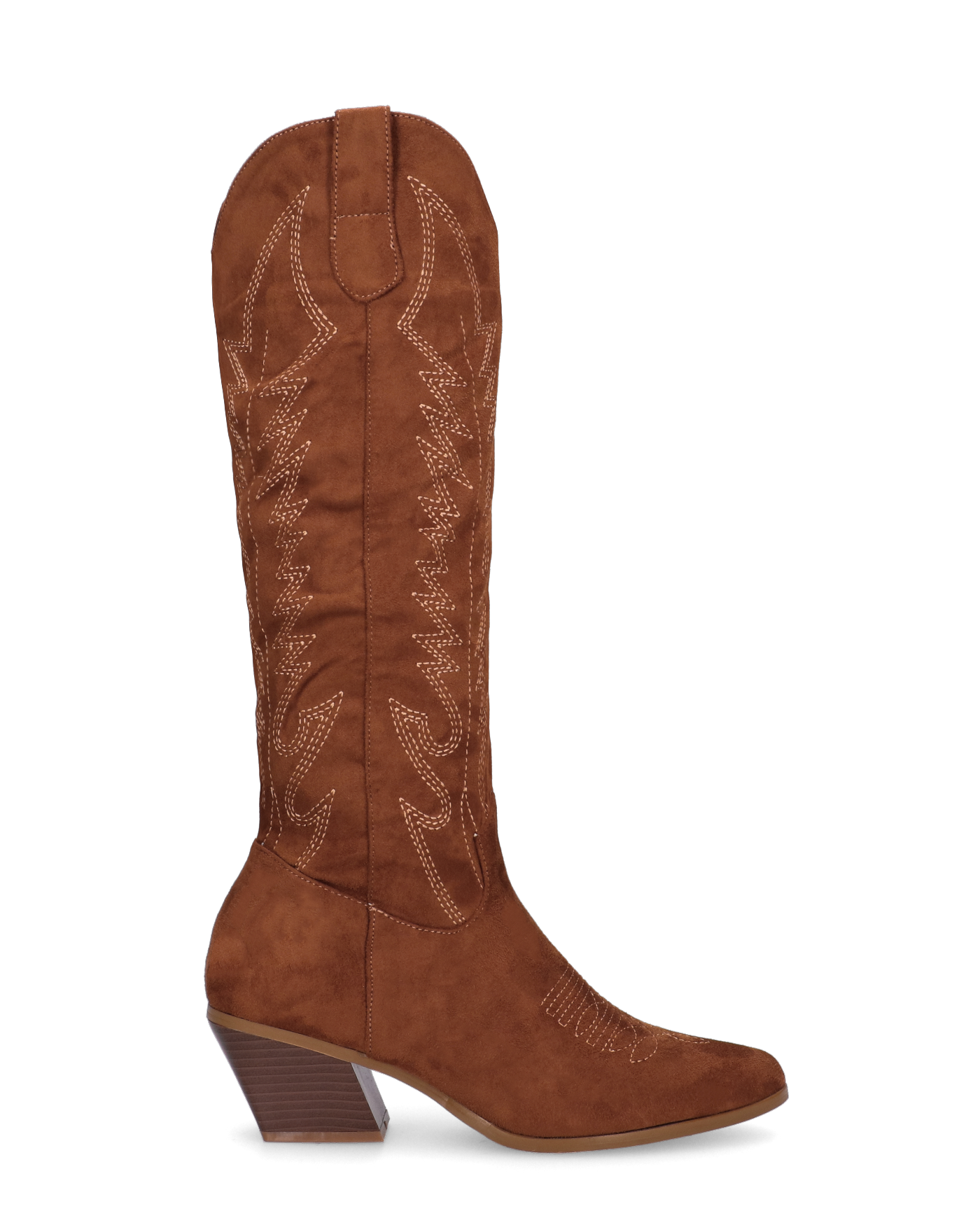 LEA - camperos in camoscio marrone con ricami bianchi