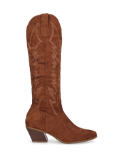 LEA - camperos in camoscio marrone con ricami bianchi