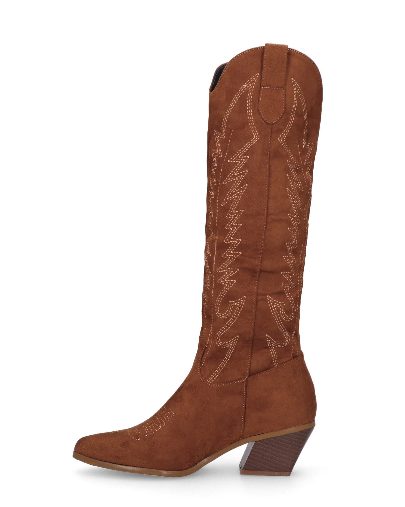 LEA - camperos in camoscio marrone con ricami bianchi