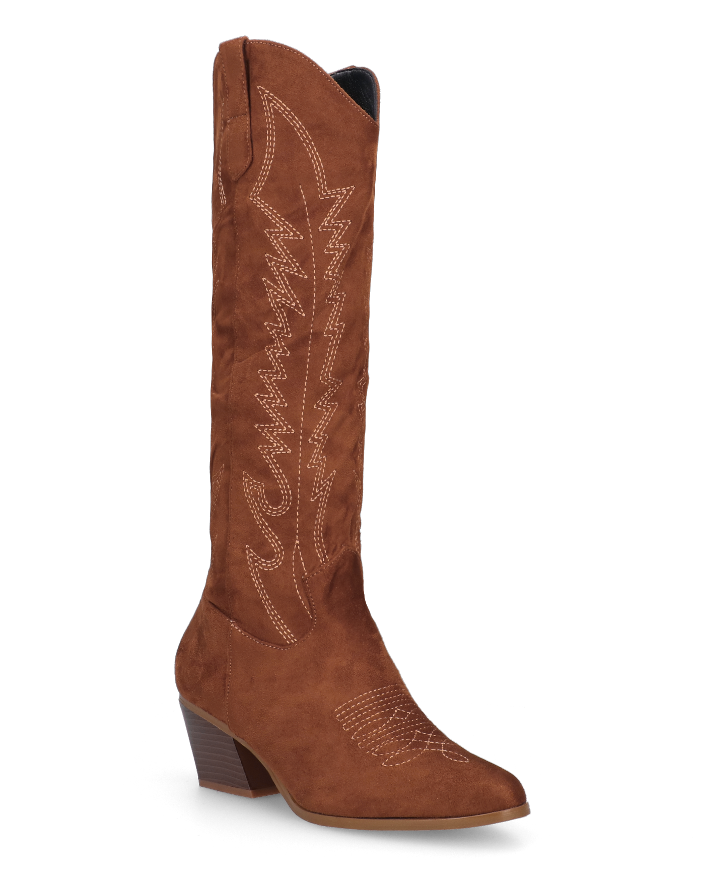 LEA - camperos in camoscio marrone con ricami bianchi