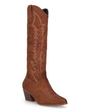 LEA - camperos in camoscio marrone con ricami bianchi