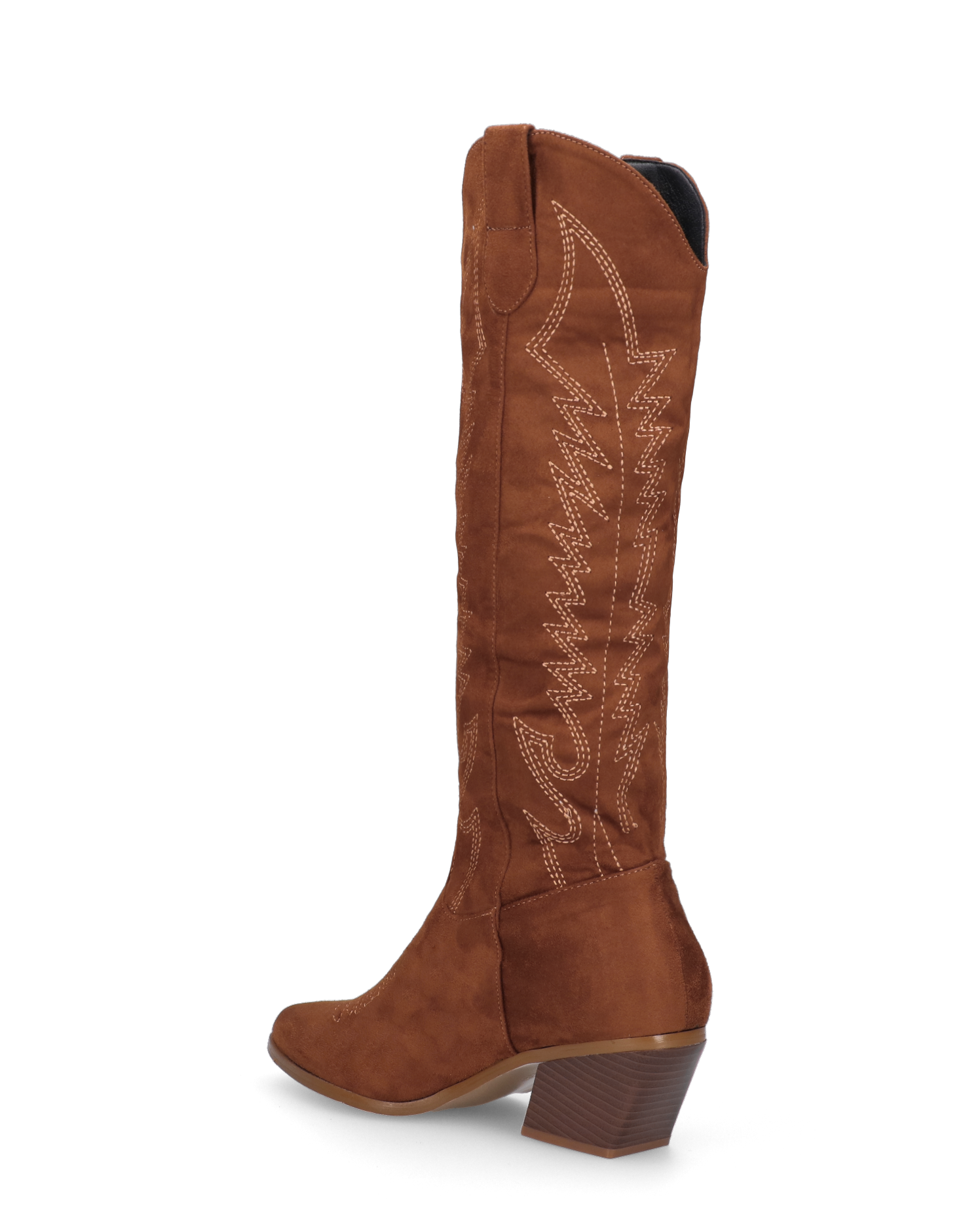 LEA - camperos in camoscio marrone con ricami bianchi