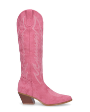 LEA - camperos in camoscio rosa con ricami bianchi