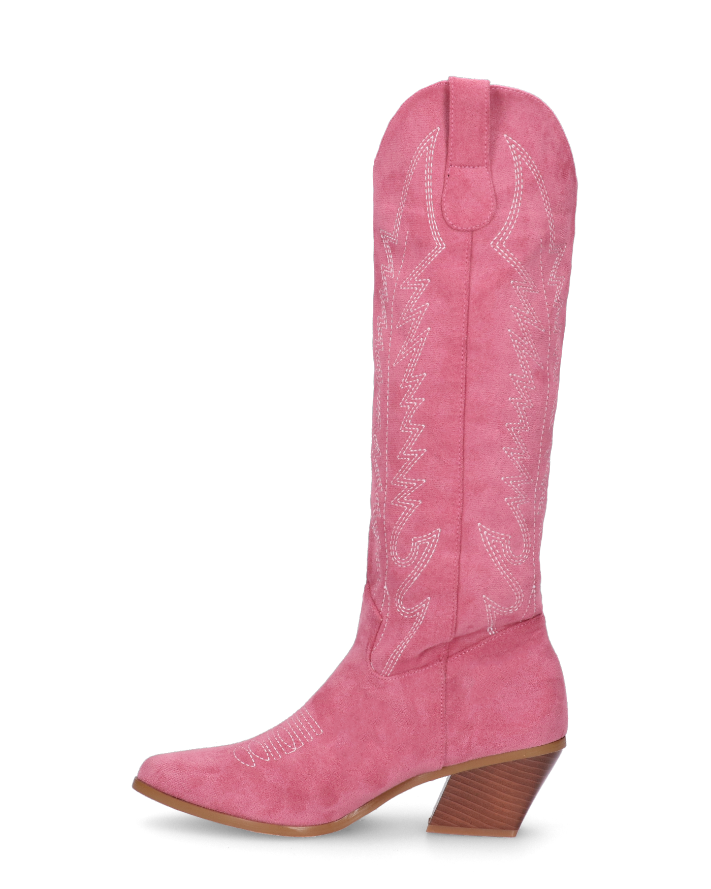 LEA - camperos in camoscio rosa con ricami bianchi