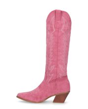 LEA - camperos in camoscio rosa con ricami bianchi