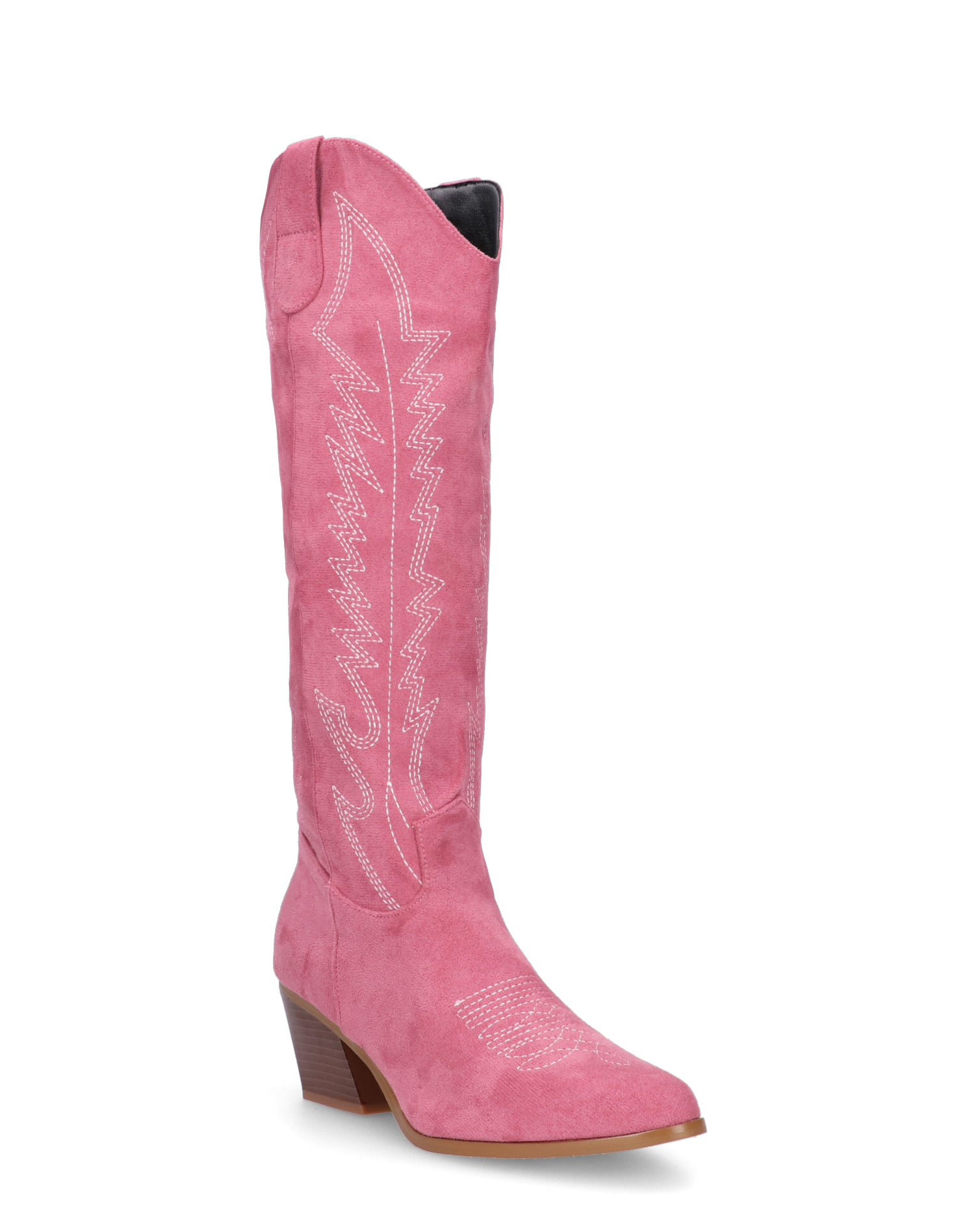 LEA - camperos in camoscio rosa con ricami bianchi