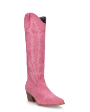 LEA - camperos in camoscio rosa con ricami bianchi