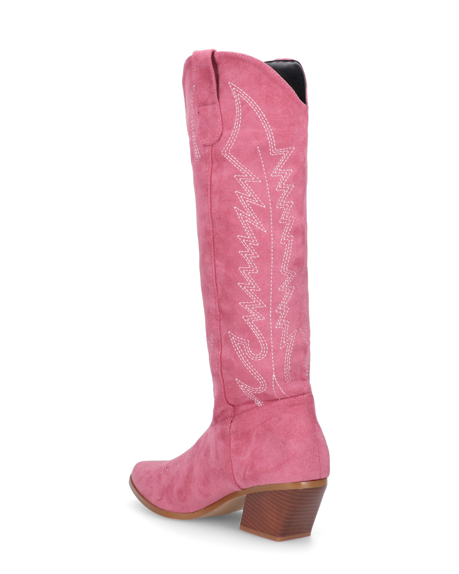 LEA - camperos in camoscio rosa con ricami bianchi