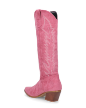 LEA - camperos in camoscio rosa con ricami bianchi