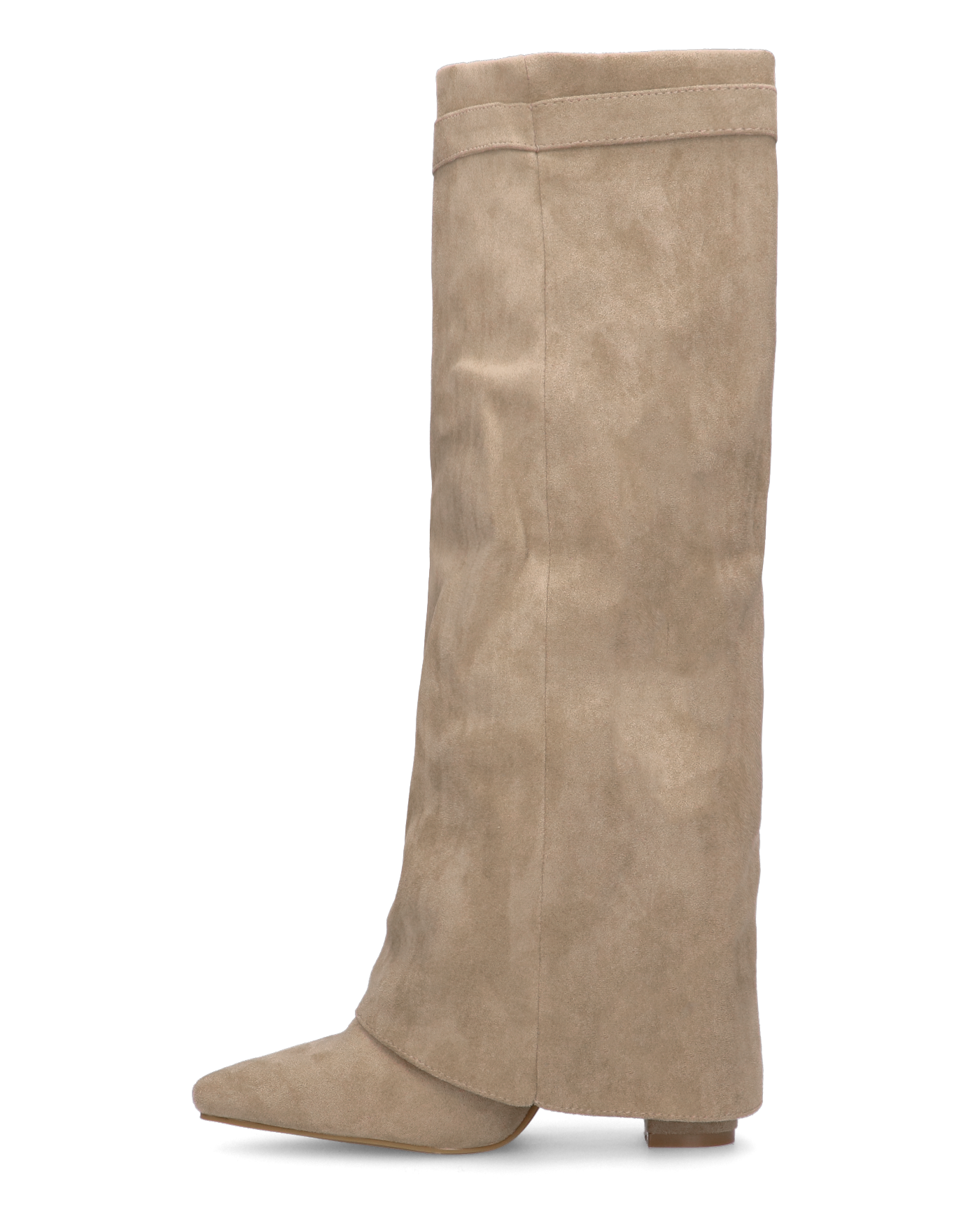 LILY - stivali alti in camoscio beige con risvolto