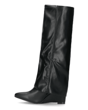 LELIA - stivali alti con tre cinture in ecopelle nera