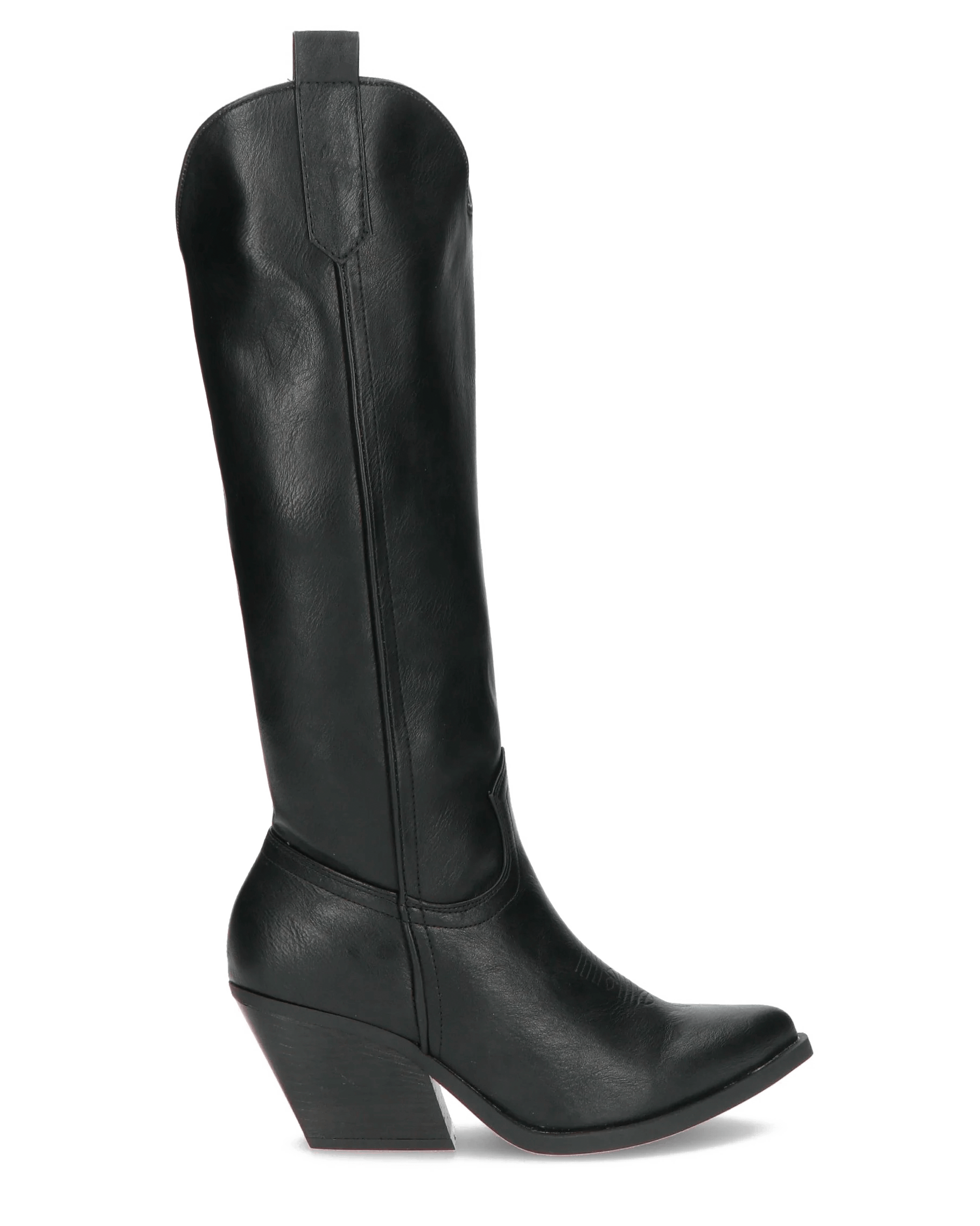 LIANA - camperos con tacco in ecopelle nera