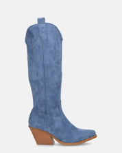 LIANA - camperos con tacco in camoscio blu