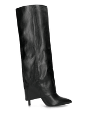 LIDIA - stivali tacchi a spillo neri alti con risvolto