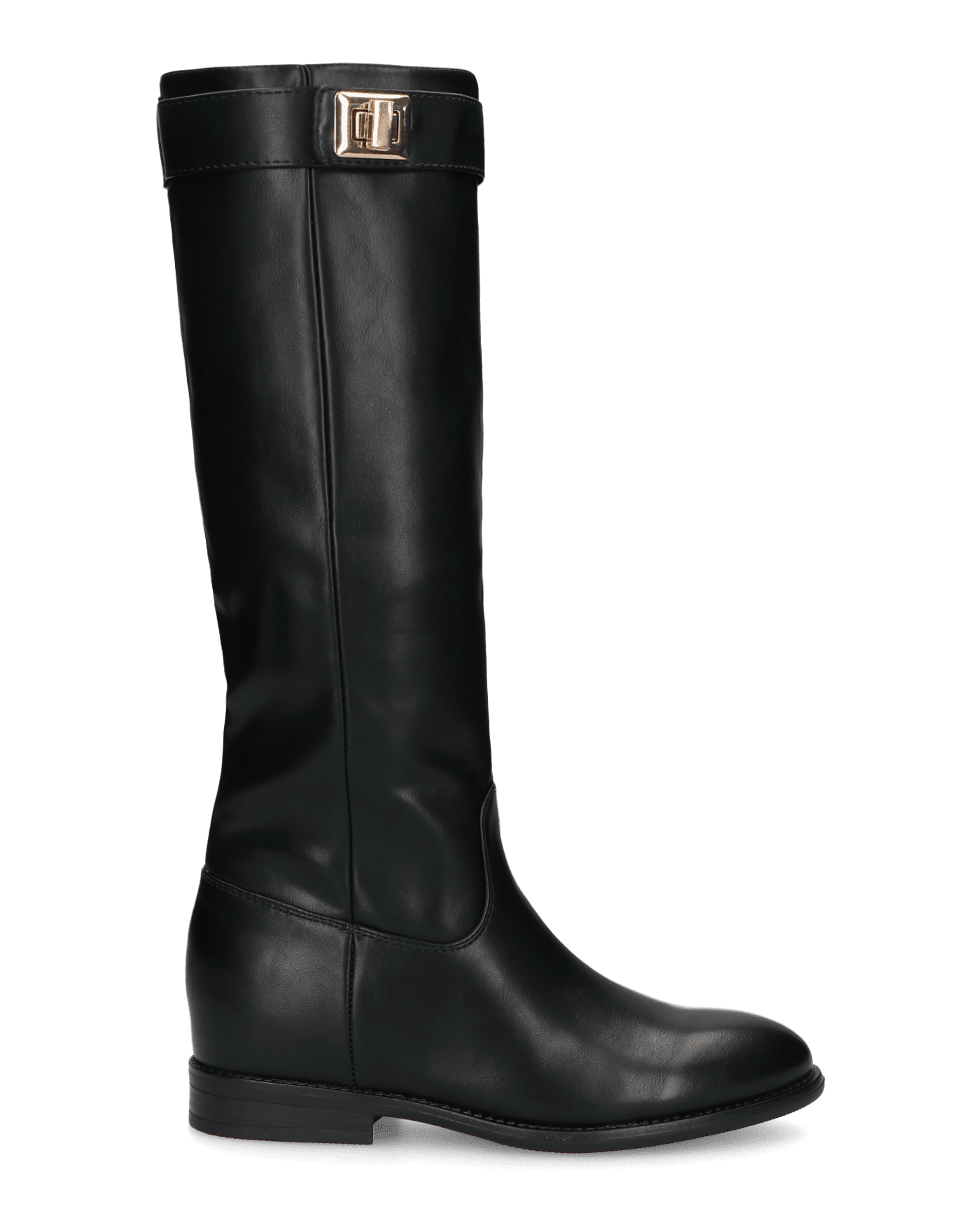 LILITH - stivali alti neri con zip laterale con zeppa interna