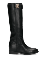 LILITH - stivali alti neri con zip laterale con zeppa interna