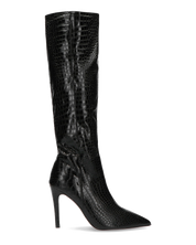 LOLY - stivale con tacco in pitonato nero