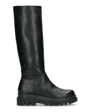 LUCILLA - stivali alti in ecopelle nera con platform e cerniera laterale