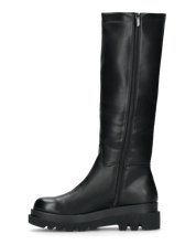 LUCILLA - stivali alti in ecopelle nera con platform e cerniera laterale