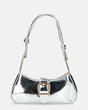 LUKA - borsetta in glassy argento con chiusura magnetica e tracolla regolabile