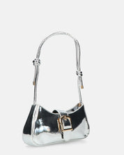 LUKA - borsetta in glassy argento con chiusura magnetica e tracolla regolabile
