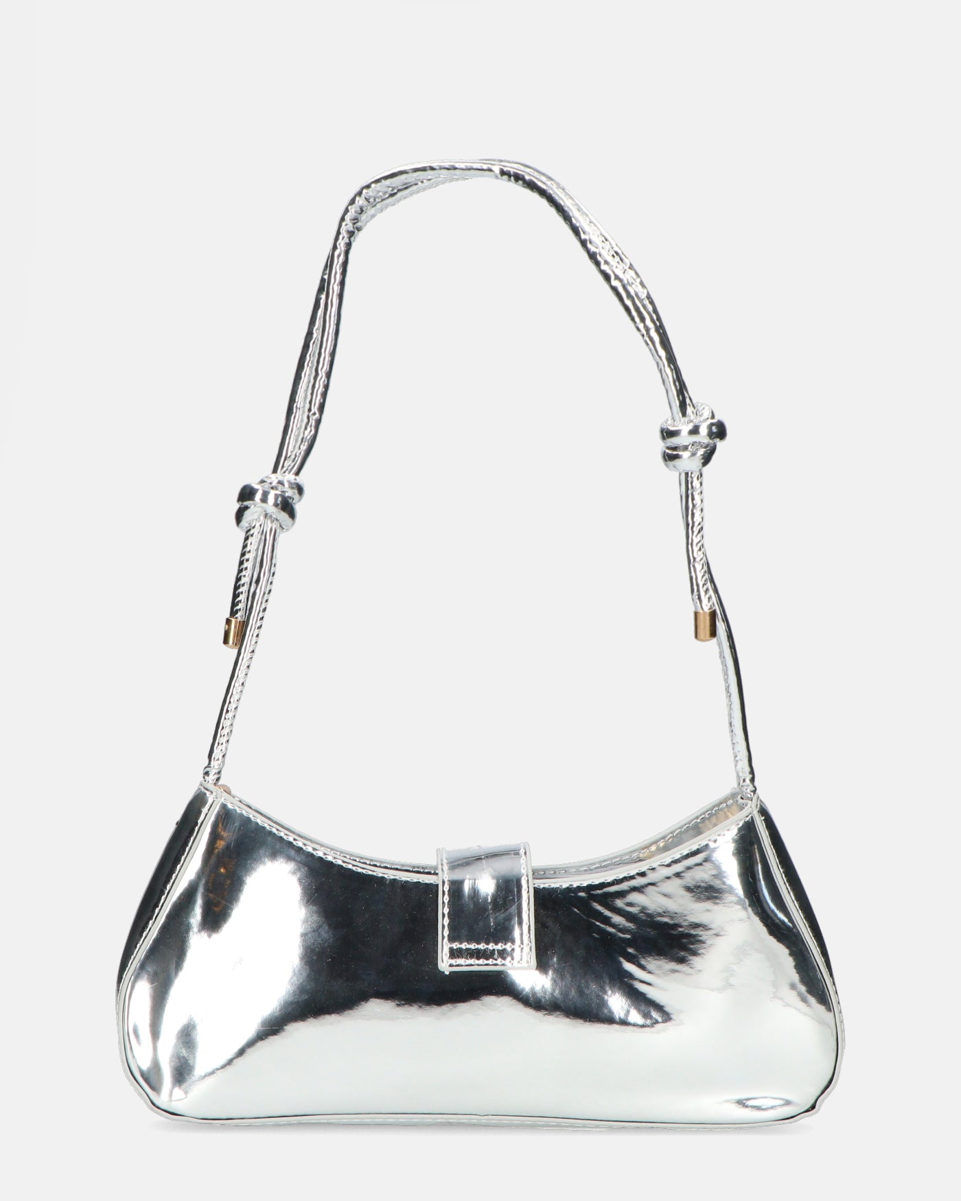 LUKA - borsetta in glassy argento con chiusura magnetica e tracolla regolabile