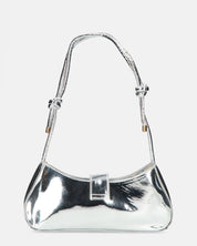LUKA - borsetta in glassy argento con chiusura magnetica e tracolla regolabile