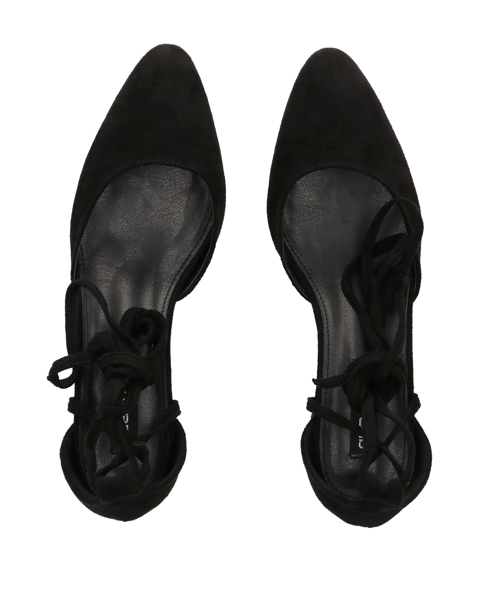 LYDIE - decolette in camoscio nero con lacci