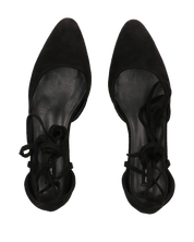 LYDIE - decolette in camoscio nero con lacci