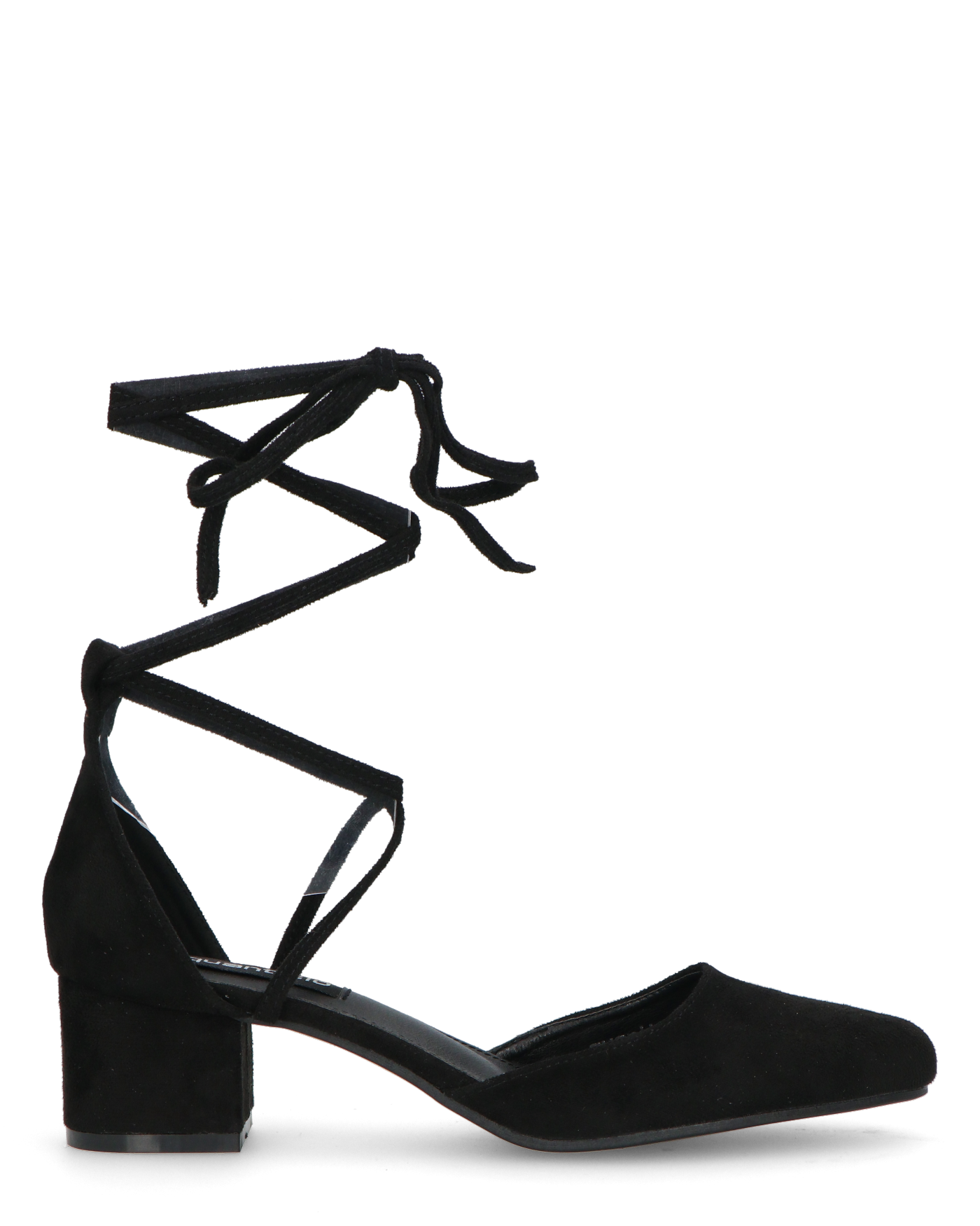 LYDIE - decolette in camoscio nero con lacci