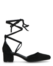 LYDIE - decolette in camoscio nero con lacci