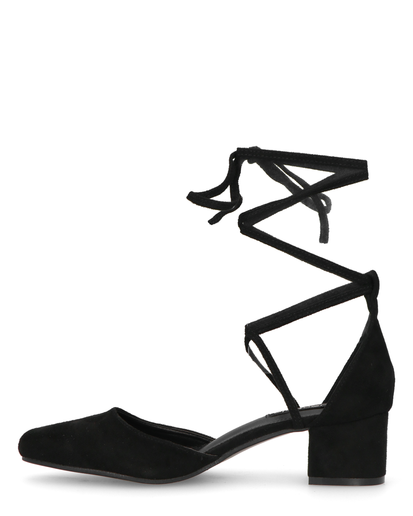 LYDIE - decolette in camoscio nero con lacci