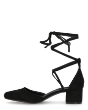 LYDIE - decolette in camoscio nero con lacci