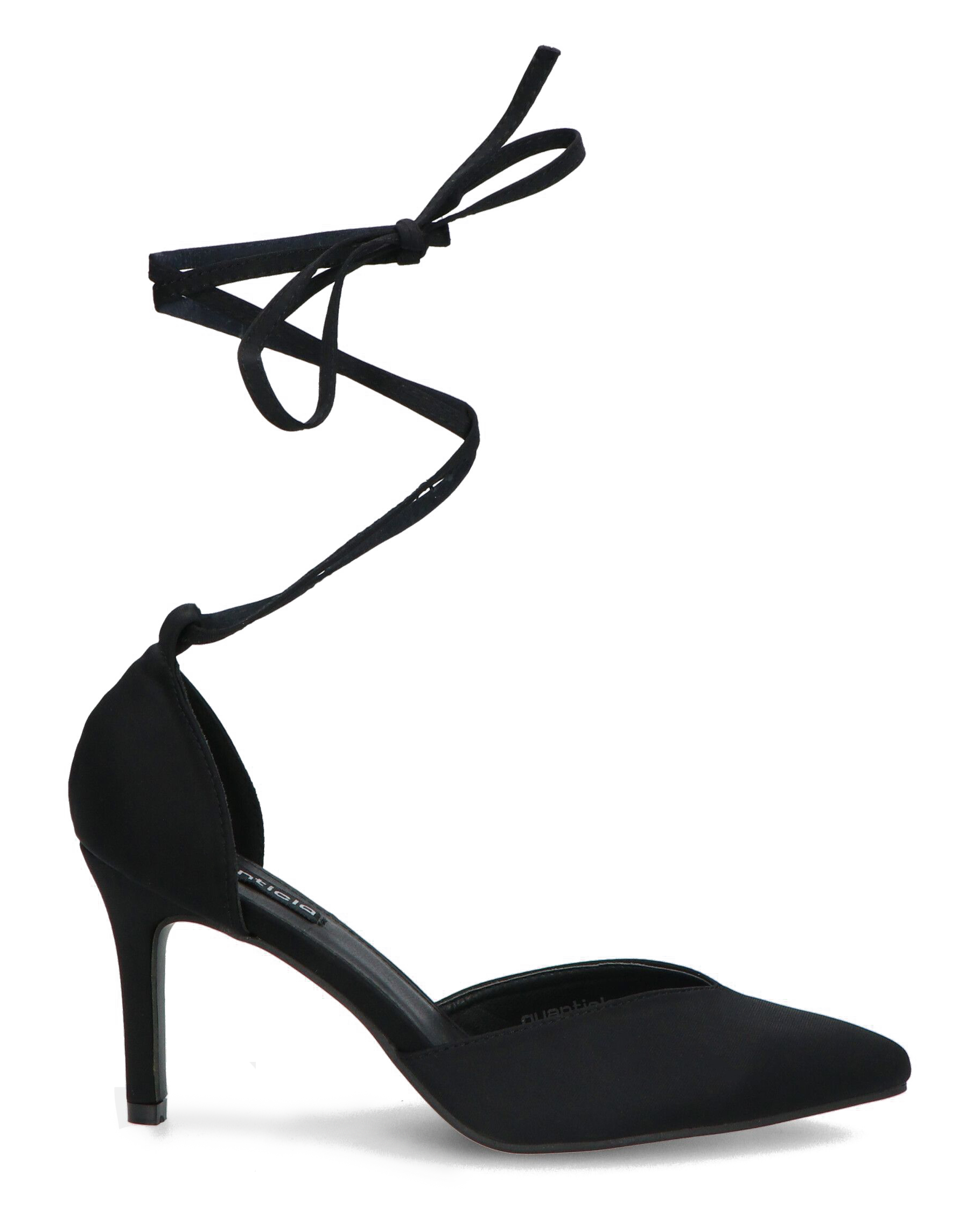 MAURA tacchi a spillo a punta con lacci in lycra nero – QUANTICLO®